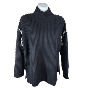 RAILS MERINO WOOL CASHMERE RIBBED MOCK NECK SWEATER